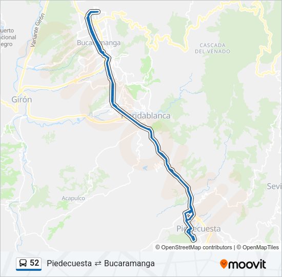 Mapa de 52 de autobús