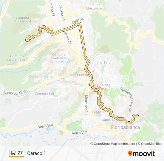 Ruta 27: horarios, paradas y mapas - Caracolí (Actualizado)