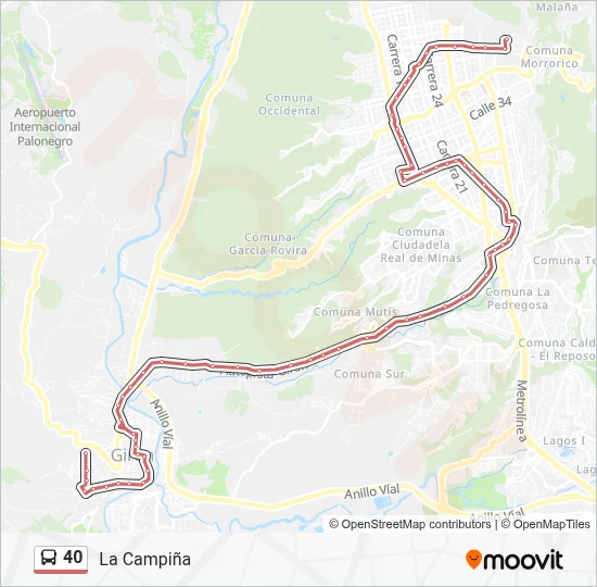 40 Bus Line Map