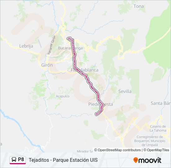 Mapa de P8 de autobús