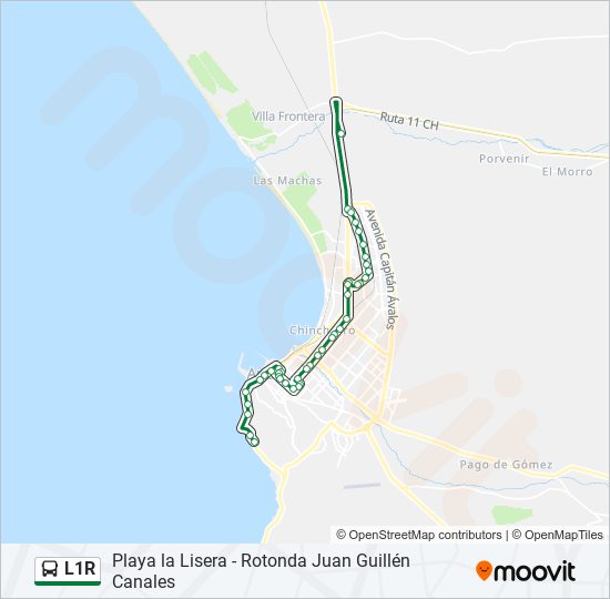 Mapa de L1R de autobús