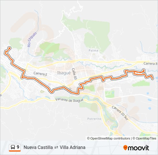 Mapa de 9 de autobús