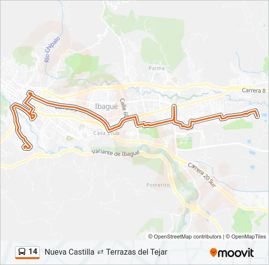 14 Bus Line Map