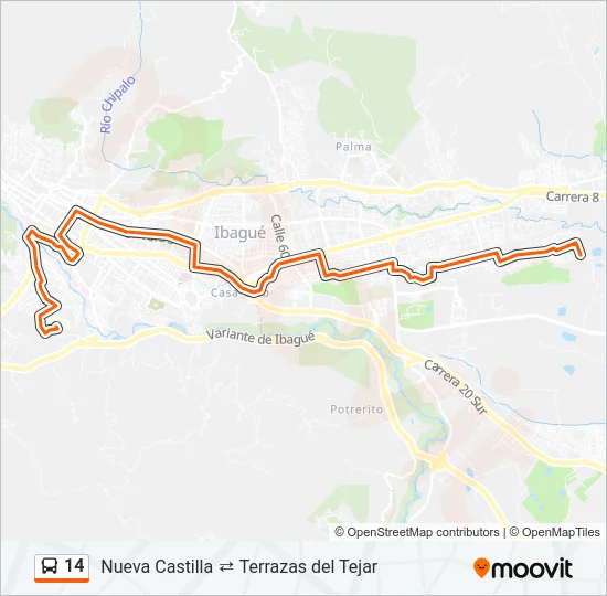 14 Bus Line Map