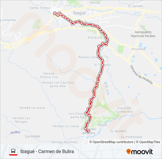 Mapa de VDA. CARMEN DE BULIRA de autobús