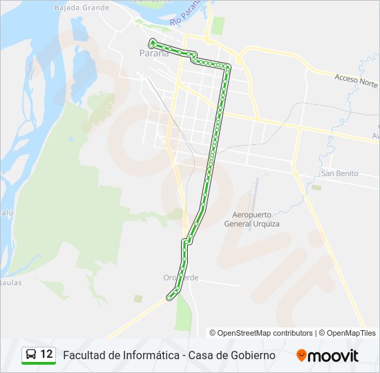 Mapa de 12 de autobús