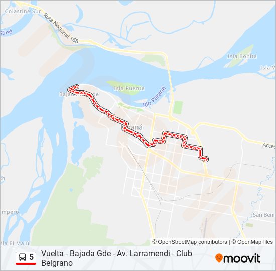 5 Route: Schedules, Stops & Maps - Vuelta - Bajada Gde - Av. Larramendi -  Club Belgrano (Updated)