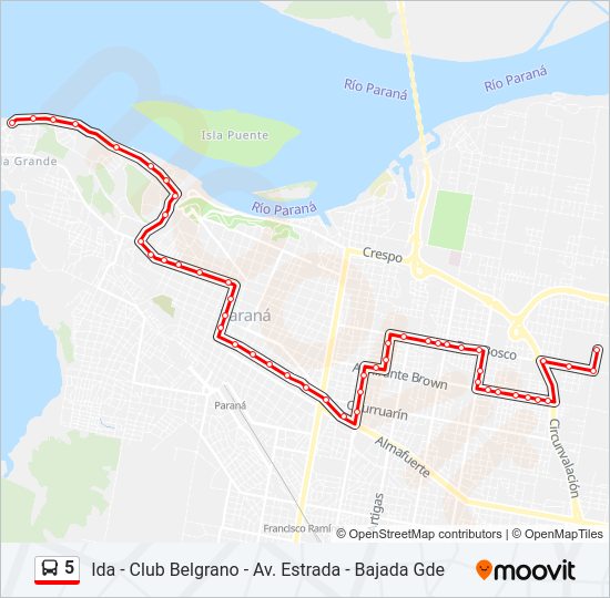 Mapa de 5 de autobús
