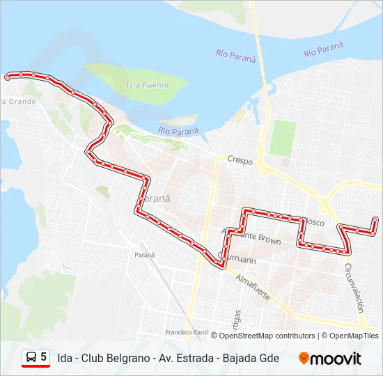 5 Bus Line Map