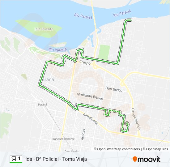 1 Bus Line Map