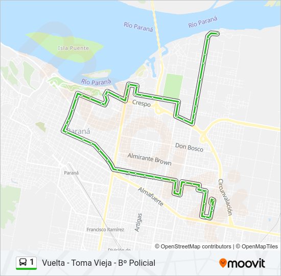 Mapa de 1 de autobús