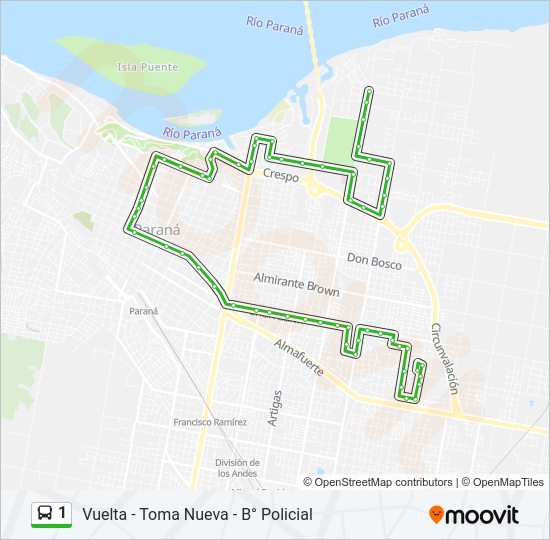 1 Bus Line Map