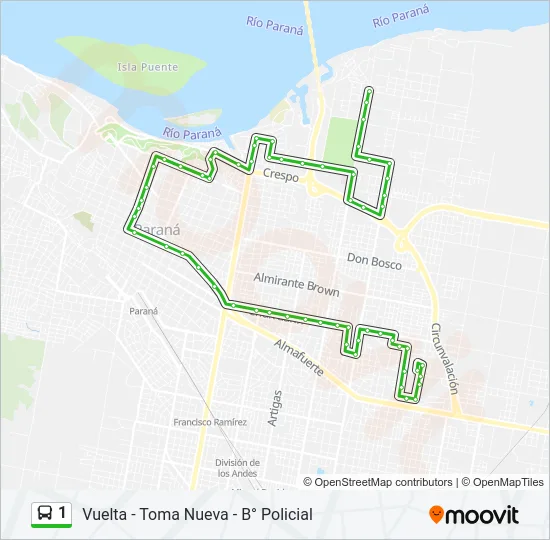 1 Bus Line Map