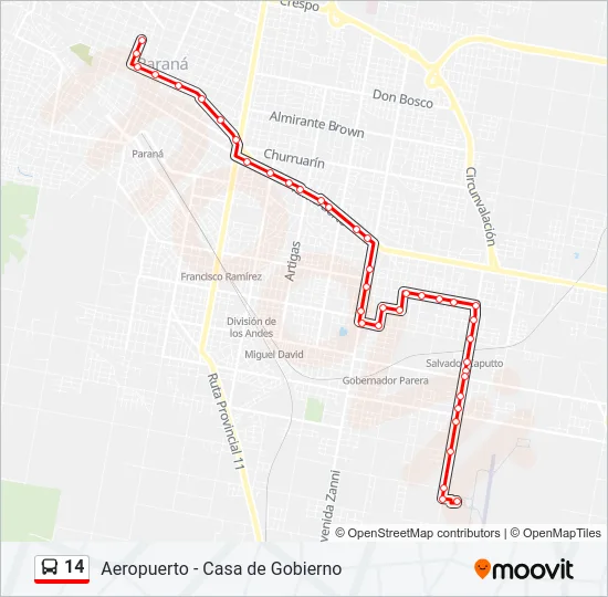 14 Bus Line Map