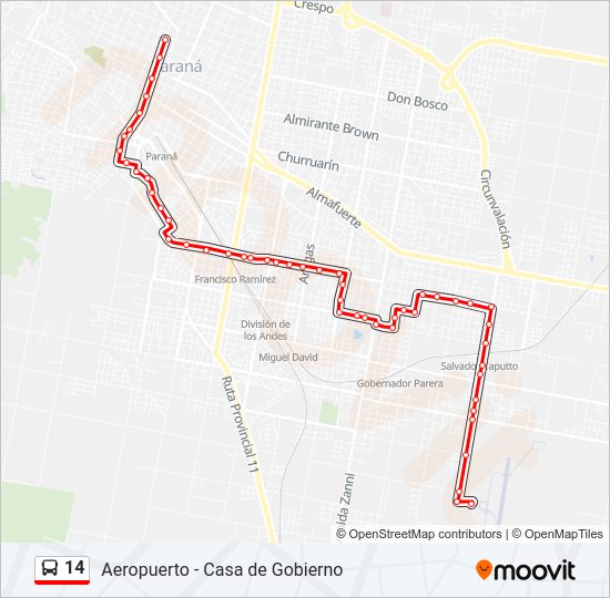 14 Bus Line Map