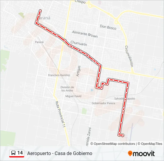 14 Bus Line Map