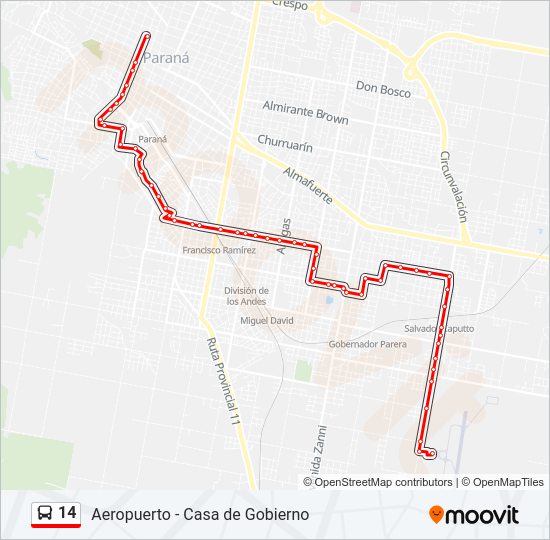 14 Bus Line Map
