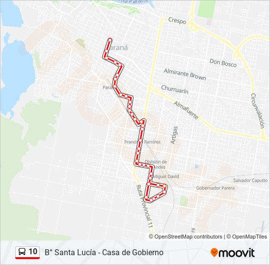 Mapa de 10 de autobús