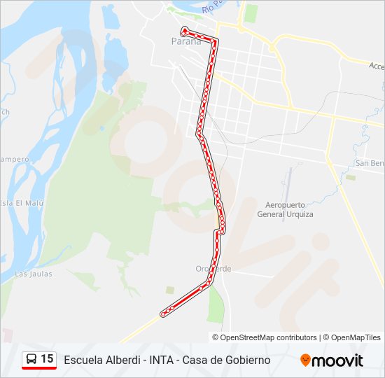 Mapa de 15 de autobús