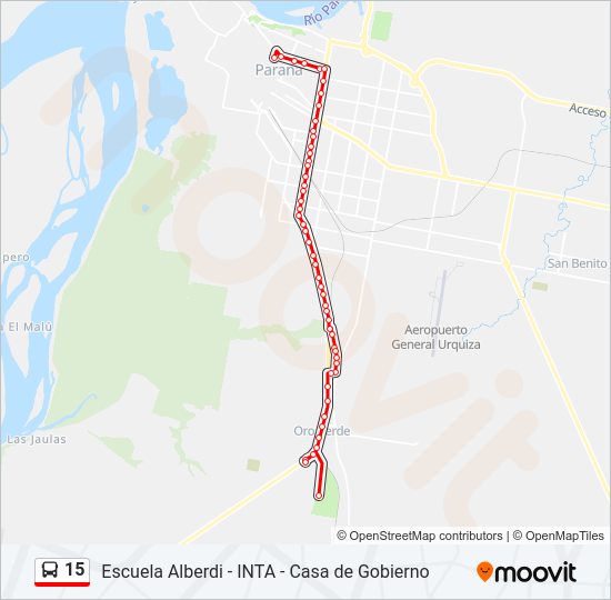 Mapa de 15 de autobús