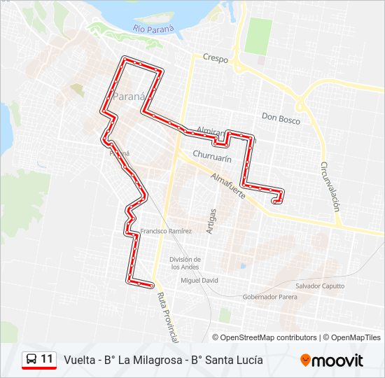 Mapa de 11 de autobús