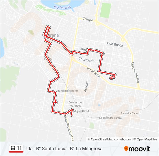 Mapa de 11 de autobús