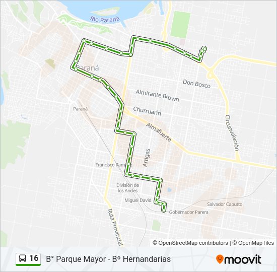 16 Bus Line Map