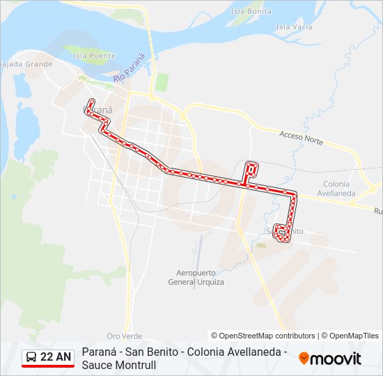 Mapa de 22 AN de autobús