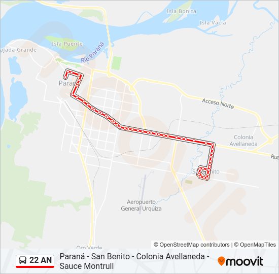 Mapa de 22 AN de autobús