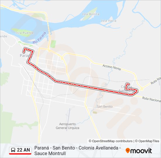 Mapa de 22 AN de autobús