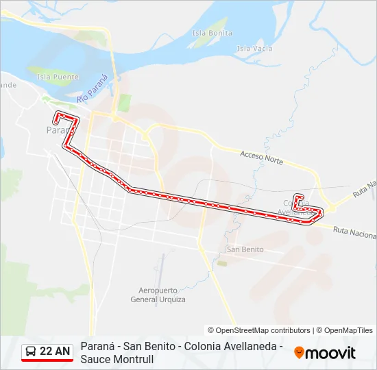 22 AN Bus Line Map