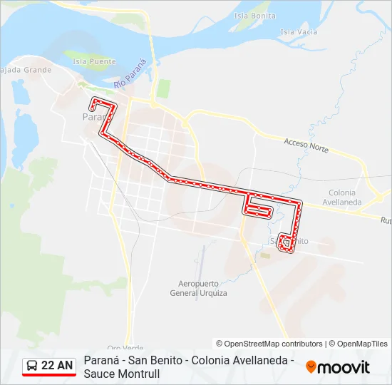 22 AN Bus Line Map