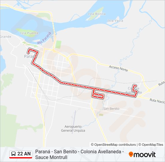 Mapa de 22 AN de autobús
