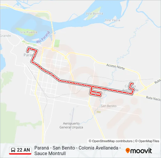 22 AN Bus Line Map