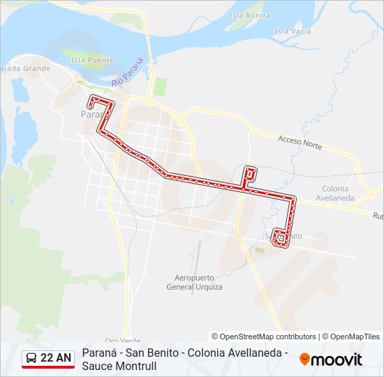 Mapa de 22 AN de autobús