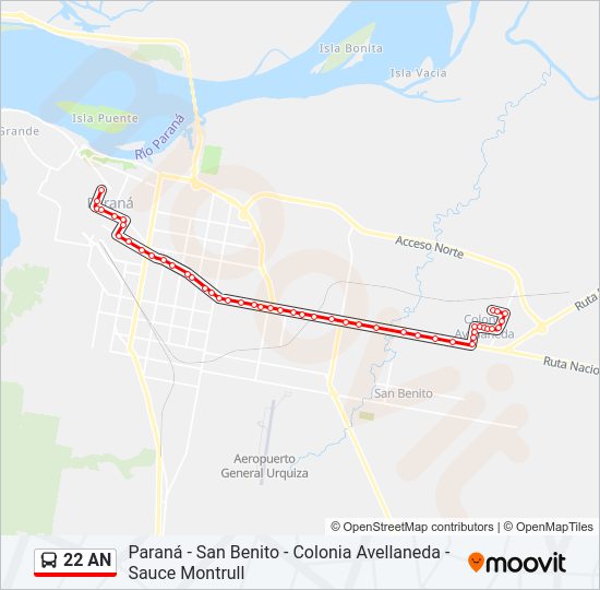 Mapa de 22 AN de autobús
