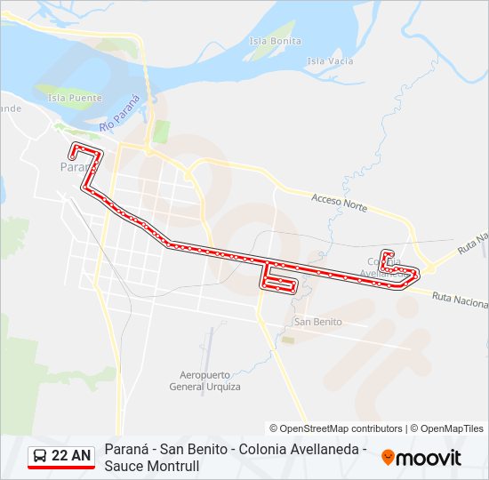 22 AN Bus Line Map