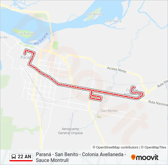 22 AN Bus Line Map