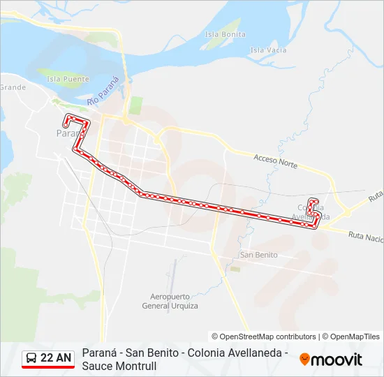 22 AN Bus Line Map