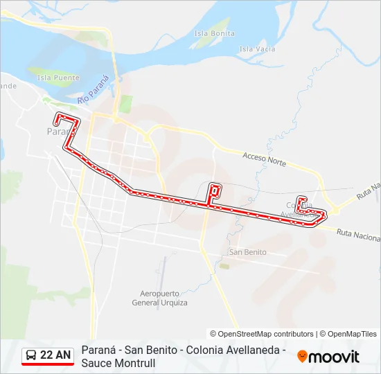 22 AN Bus Line Map