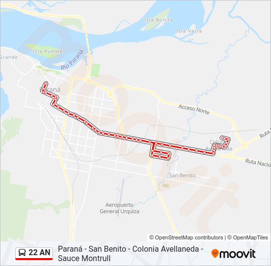 Mapa de 22 AN de autobús