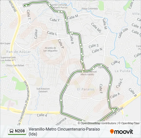 N208 Bus Line Map