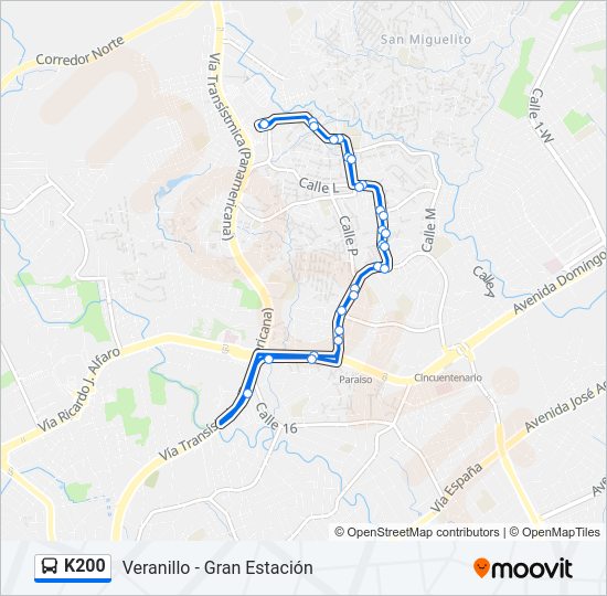 K200 Bus Line Map