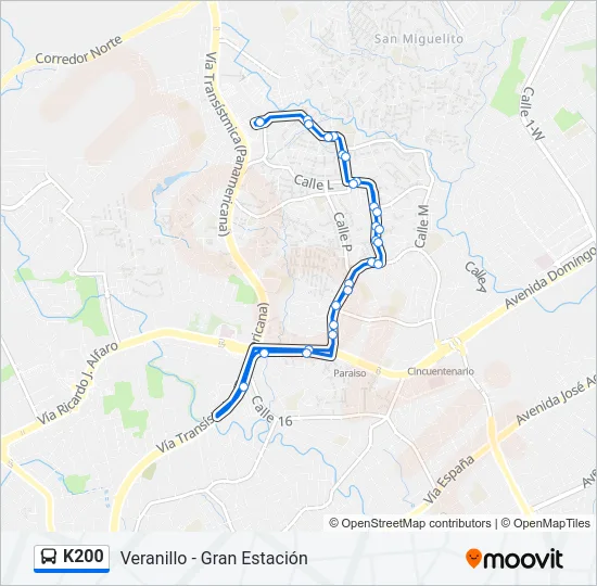 K200 Bus Line Map