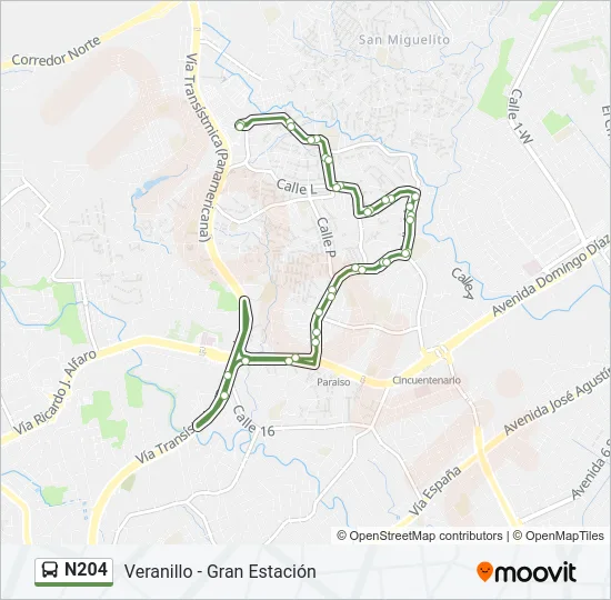 N204 Bus Line Map