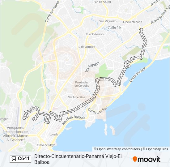 Mapa de C641 de autobús
