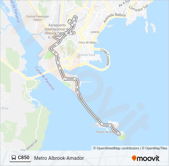 Mapa de C850 de autobús