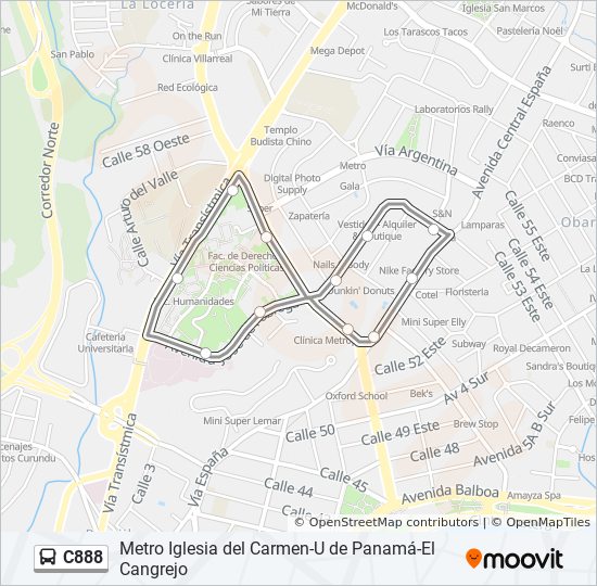 c888 Route: Schedules, Stops & Maps - Metro Iglesia Del Carmen-U De ...