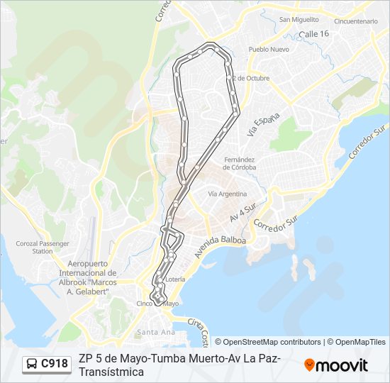 Mapa de C918 de autobús