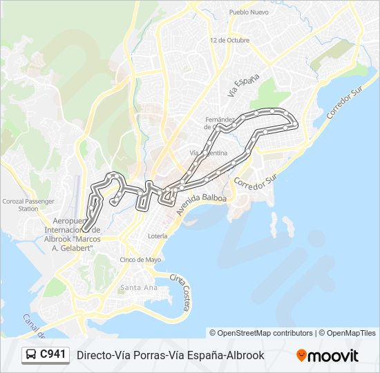 Mapa de C941 de autobús